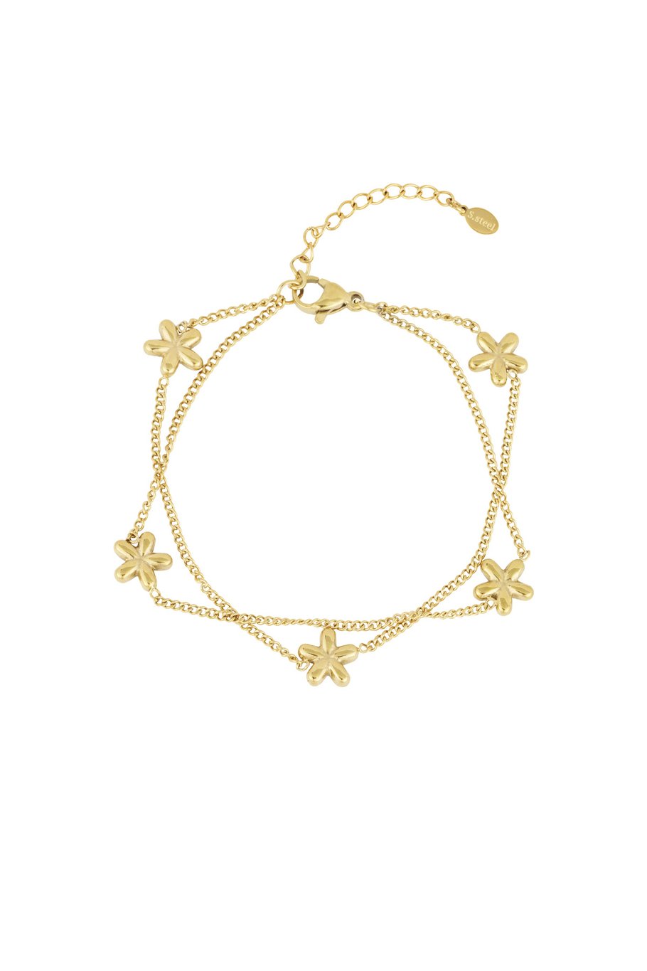 Double Bracelet Flowers Gold