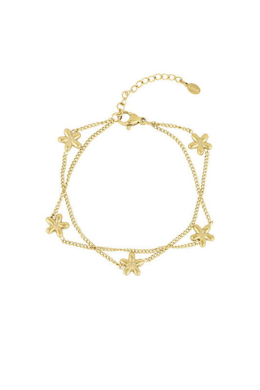 Double Bracelet Flowers Gold