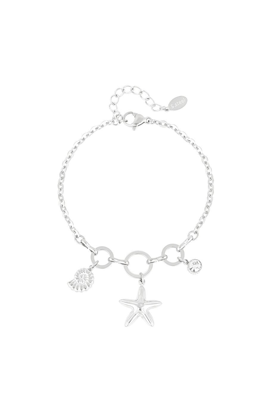 Charm Bracelet Beach With Three Rings Silver