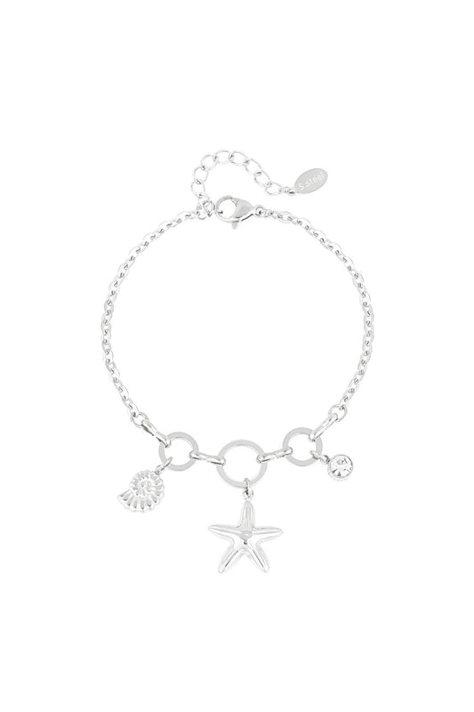 Charm Bracelet Beach With Three Rings Silver