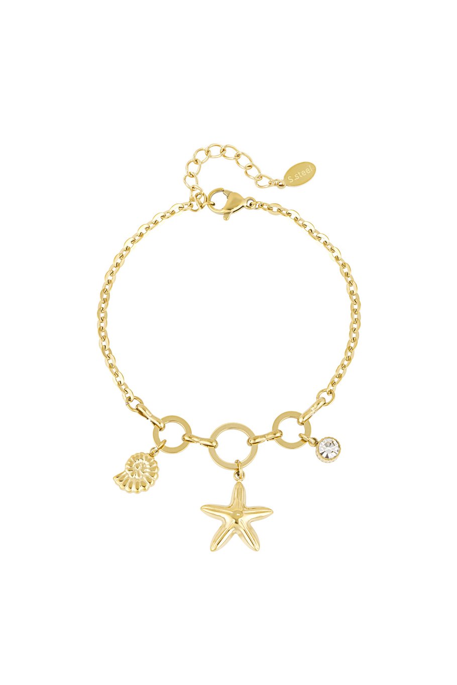 Charm Bracelet Beach With Three Rings Gold