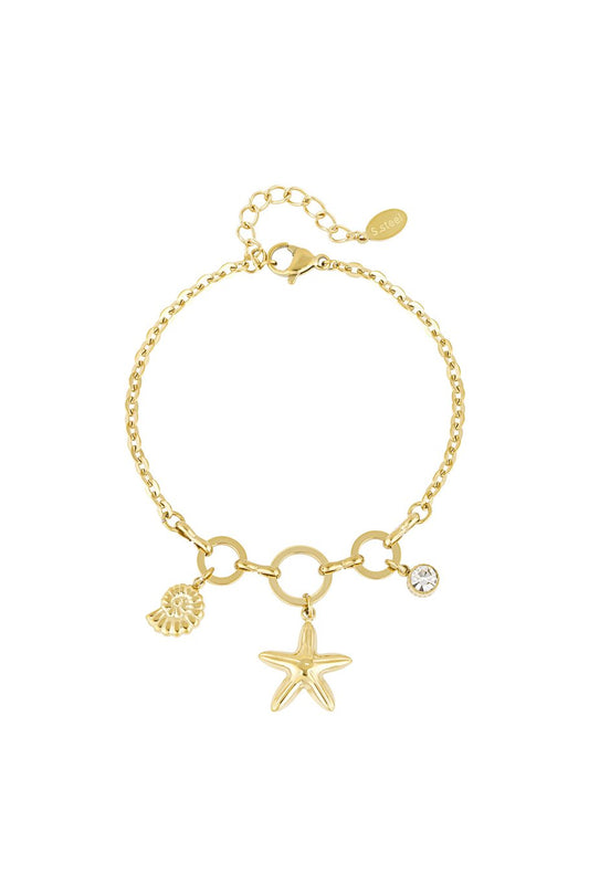 Charm Bracelet Beach With Three Rings Gold