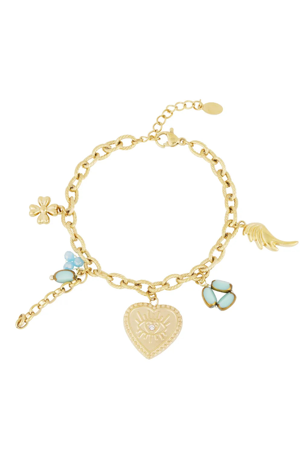 Charm Bracelet Boho Blue Pearls