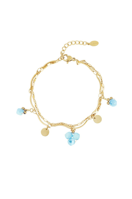 Double Bracelet Pendants & Triplet Pearl Pendant Blue Gold