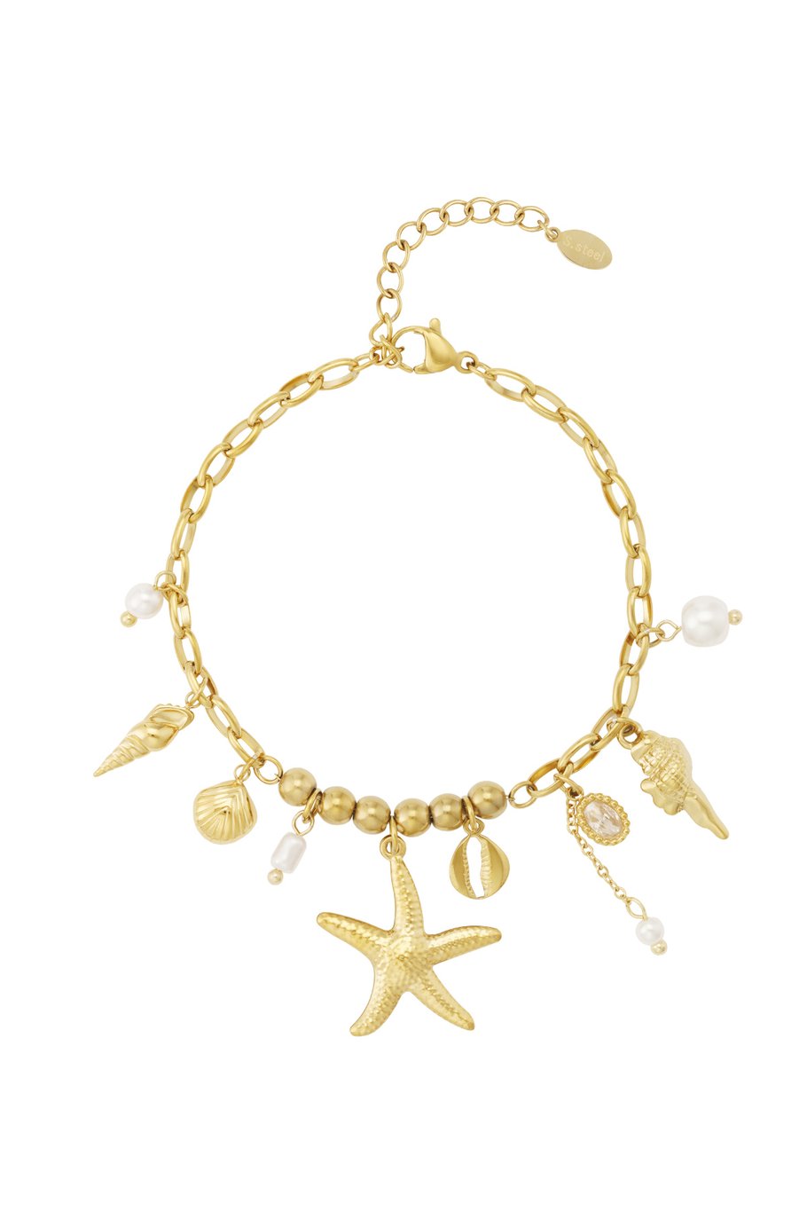 Charm Bracelet Beach Vibes Gold Pearls