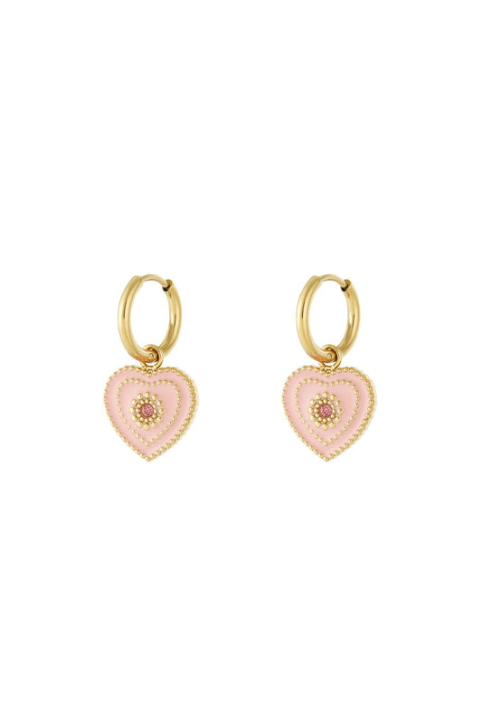 Pink Heart With Pink Rinestone Gold (1 Piece)