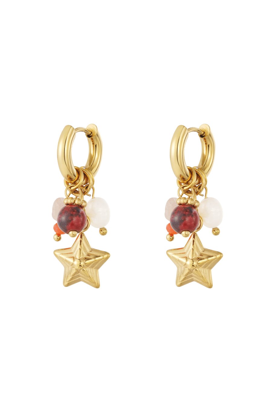 Star & Orange Red Pearls Gold (1 Piece)