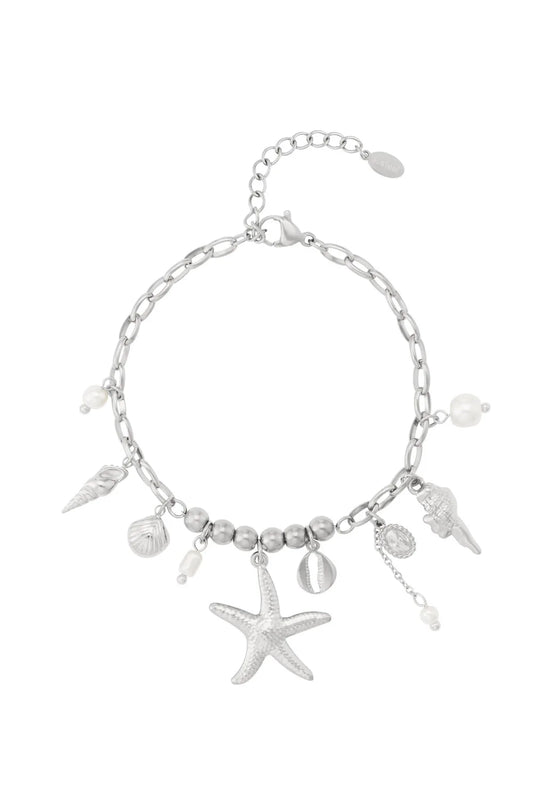 Charm bracelet Beach & Tiny Pearls Silver