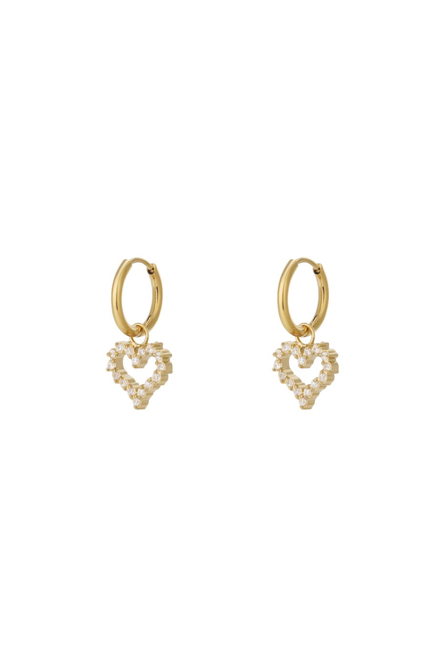 Tiny Rinestone Heart Gold (1 Piece)