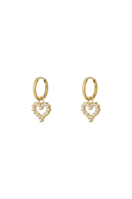 Tiny Rinestone Heart Gold (1 Piece)