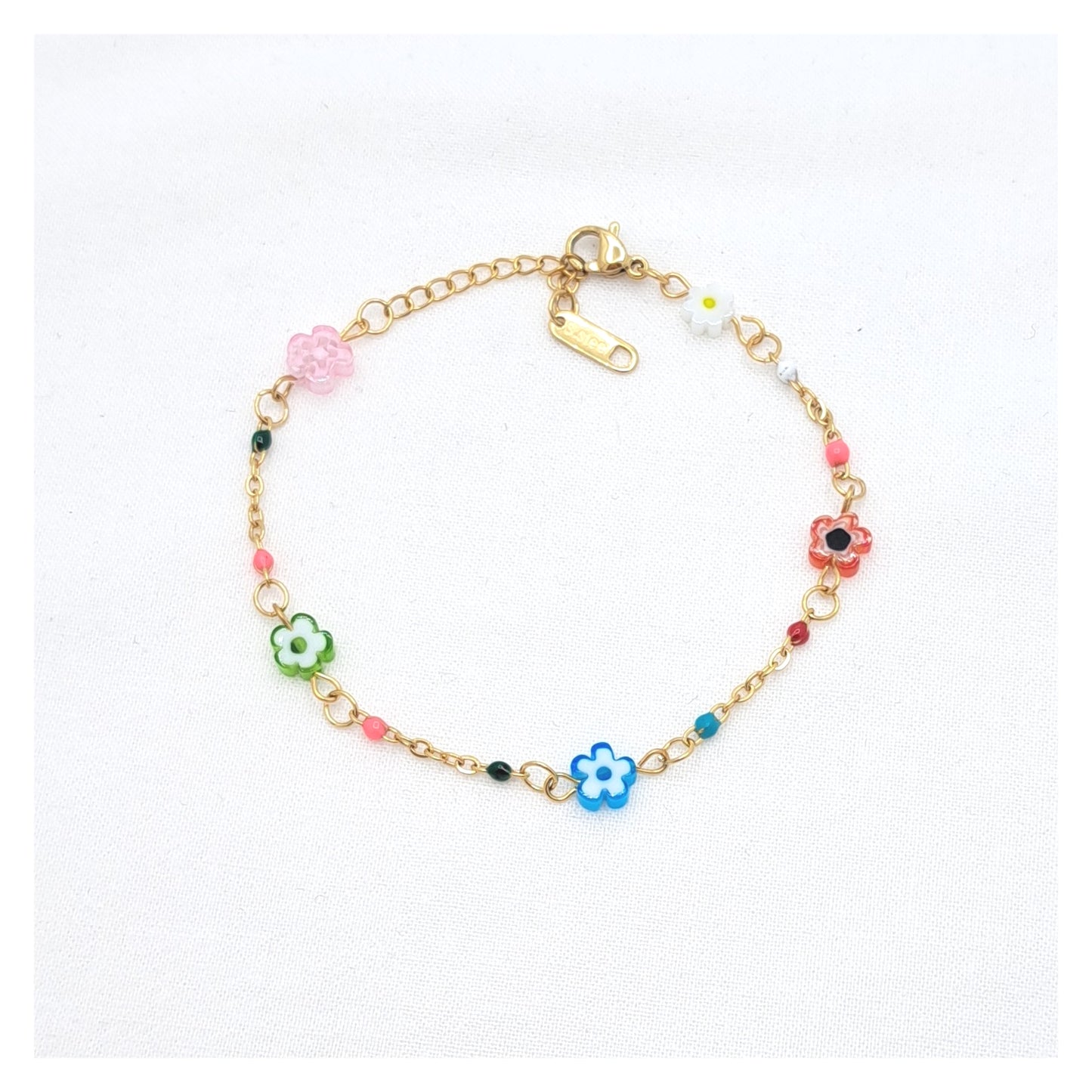 Glass Flower Bracelet - Multicolor