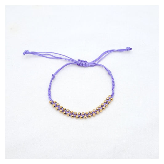 Gold Pearls Bracelet - Purple