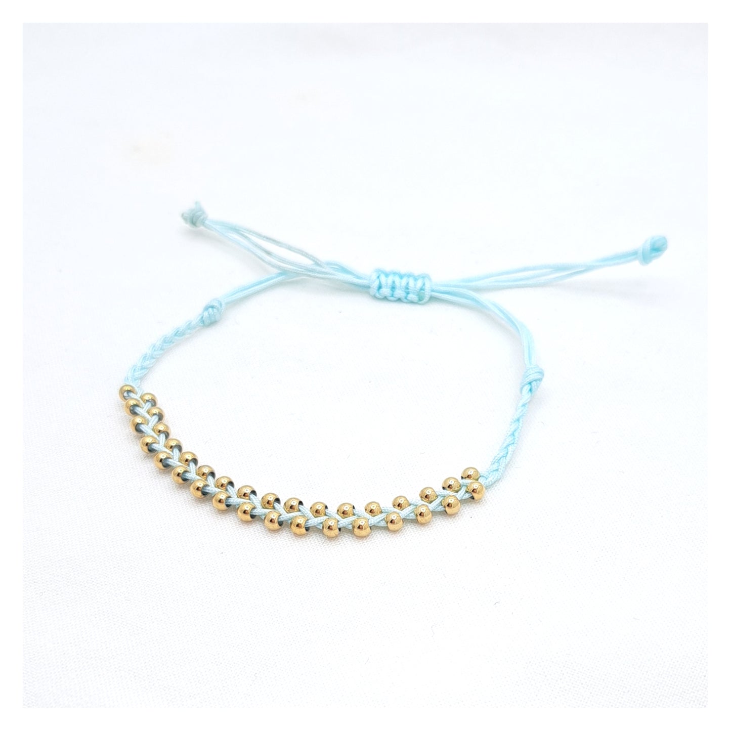 Gold Pearls Bracelet - Light Blue