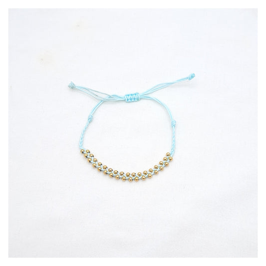 Gold Pearls Bracelet - Light Blue