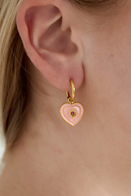 Pink Heart With Pink Rinestone Gold (1 Piece)