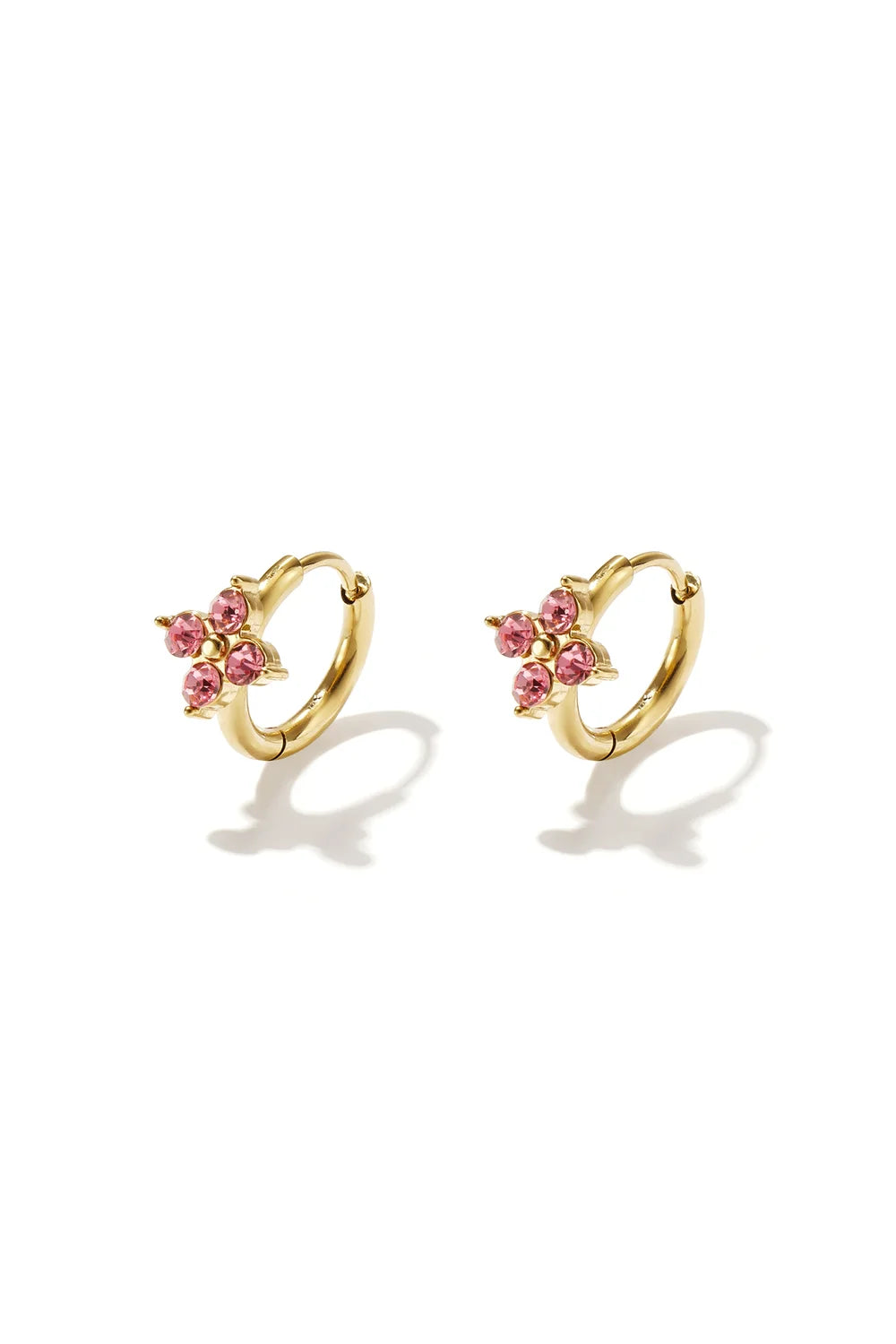 Rhinestone Clover Hoop Pink (1 Piece)