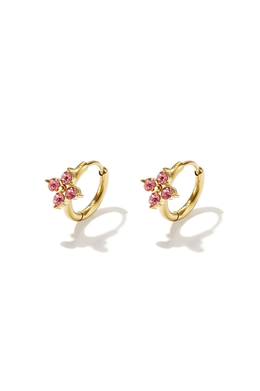 Rhinestone Clover Hoop Pink (1 Piece)