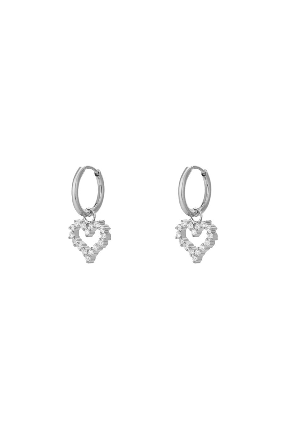Tiny Rinestone Heart Silver (1 Piece)