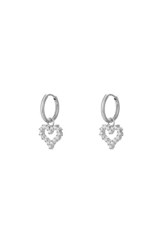 Tiny Rinestone Heart Silver (1 Piece)